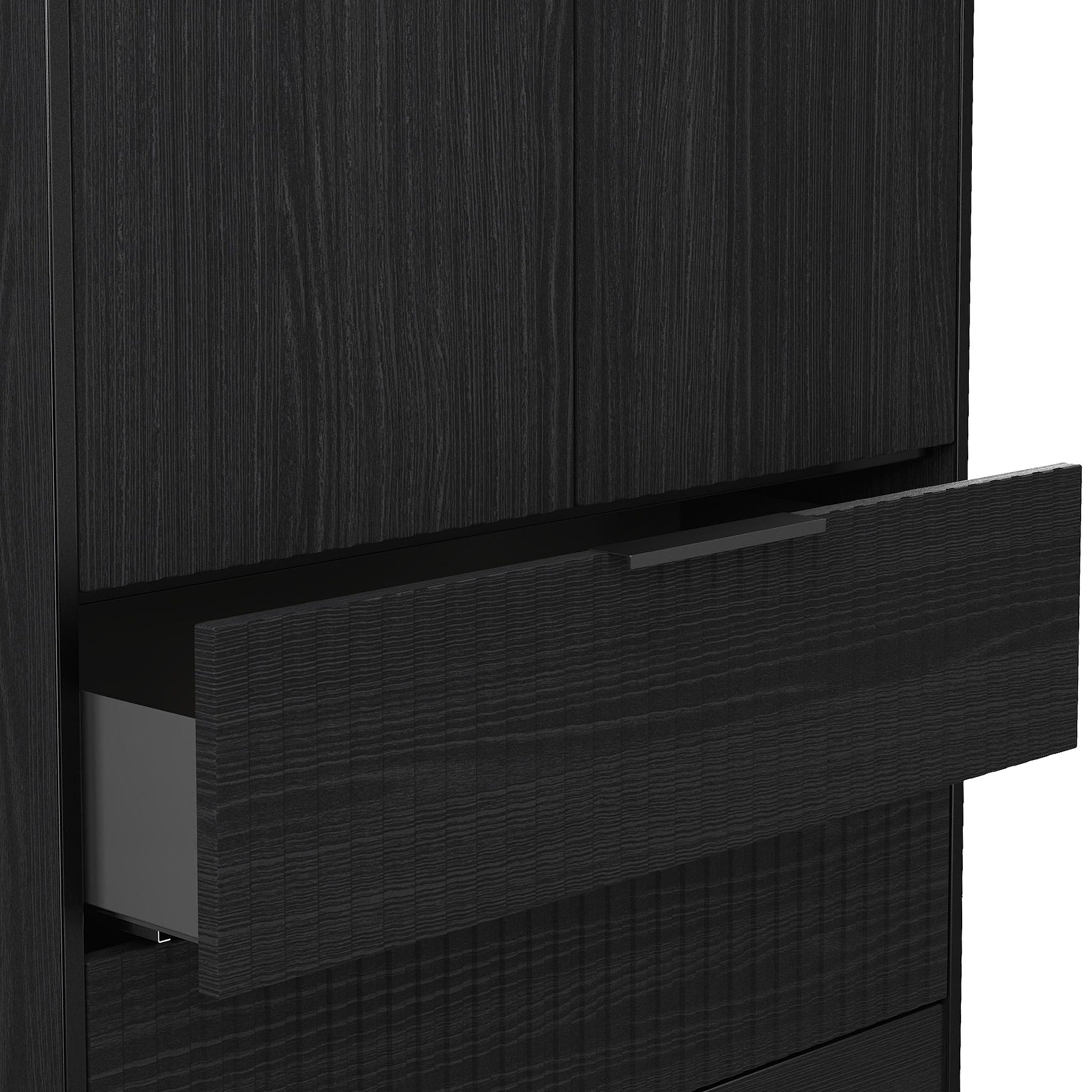 Callo Fluted Double Wardrobe With 2 Drawers Matt Black from Roseland Furniture