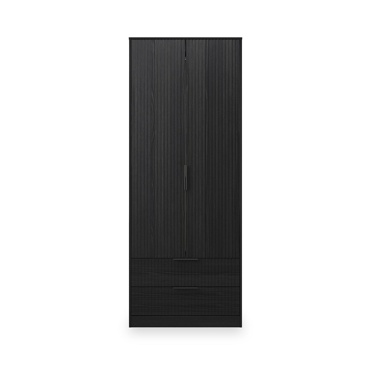Callo Fluted Double Wardrobe With 2 Drawers Matt Black from Roseland Furniture
