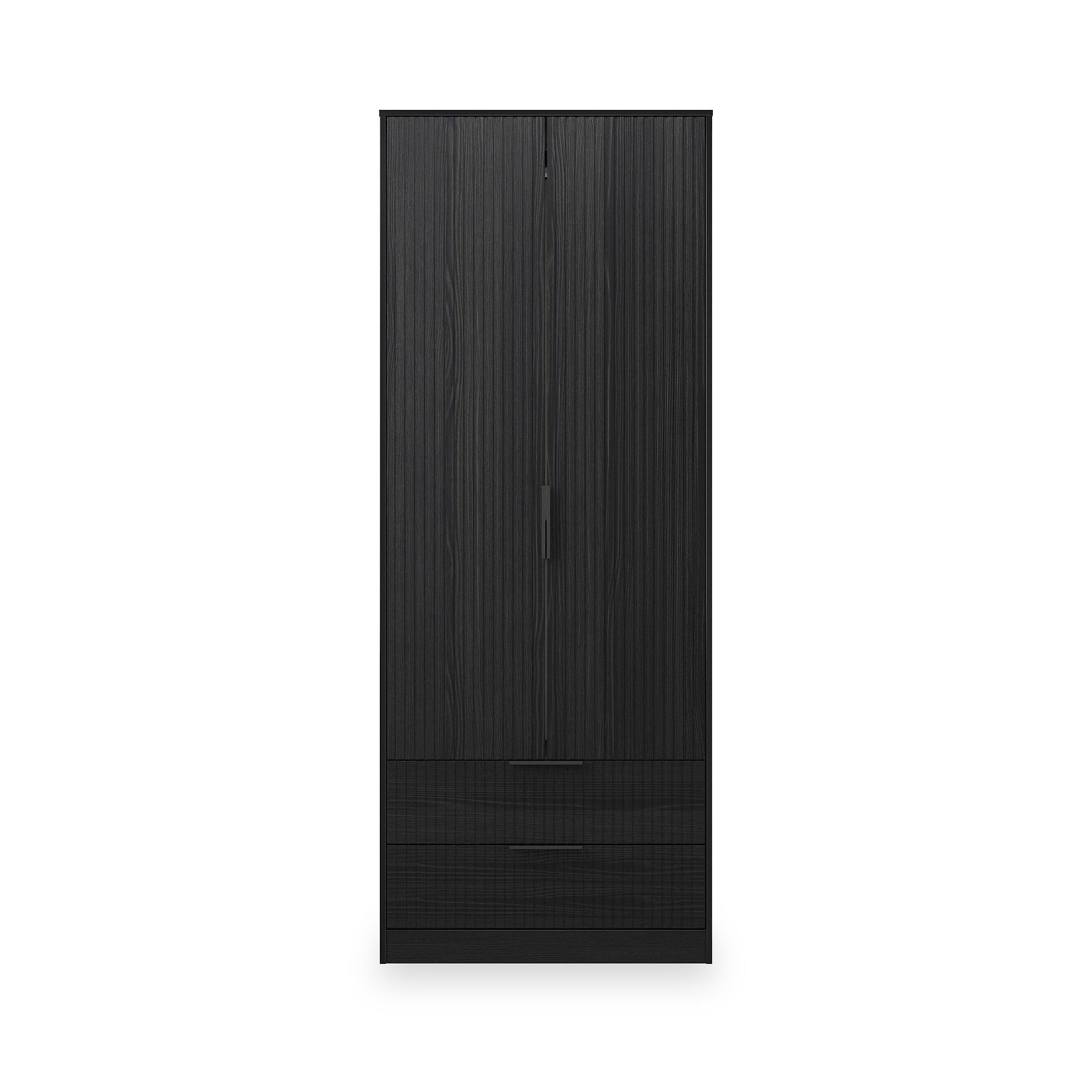 Callo Fluted Double Wardrobe With 2 Drawers Matt Black from Roseland Furniture