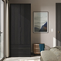 Callo Fluted Double Wardrobe With 2 Drawers Matt Black from Roseland Furniture