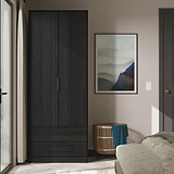 Callo Fluted Double Wardrobe With 2 Drawers Matt Black from Roseland Furniture