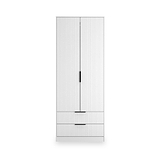Callo Fluted Double Wardrobe With 2 Drawers Matt White from Roseland Furniture