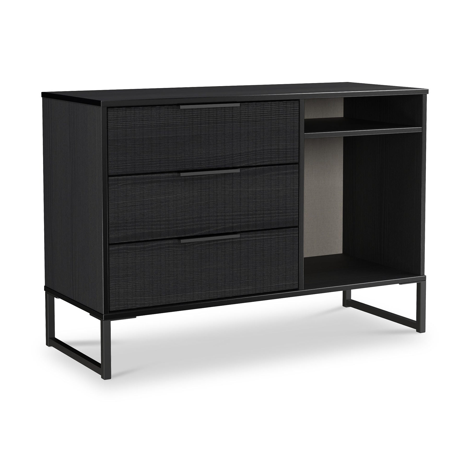 Callo Fluted 3 Drawer TV Unit Matt Black from Roseland Furniture