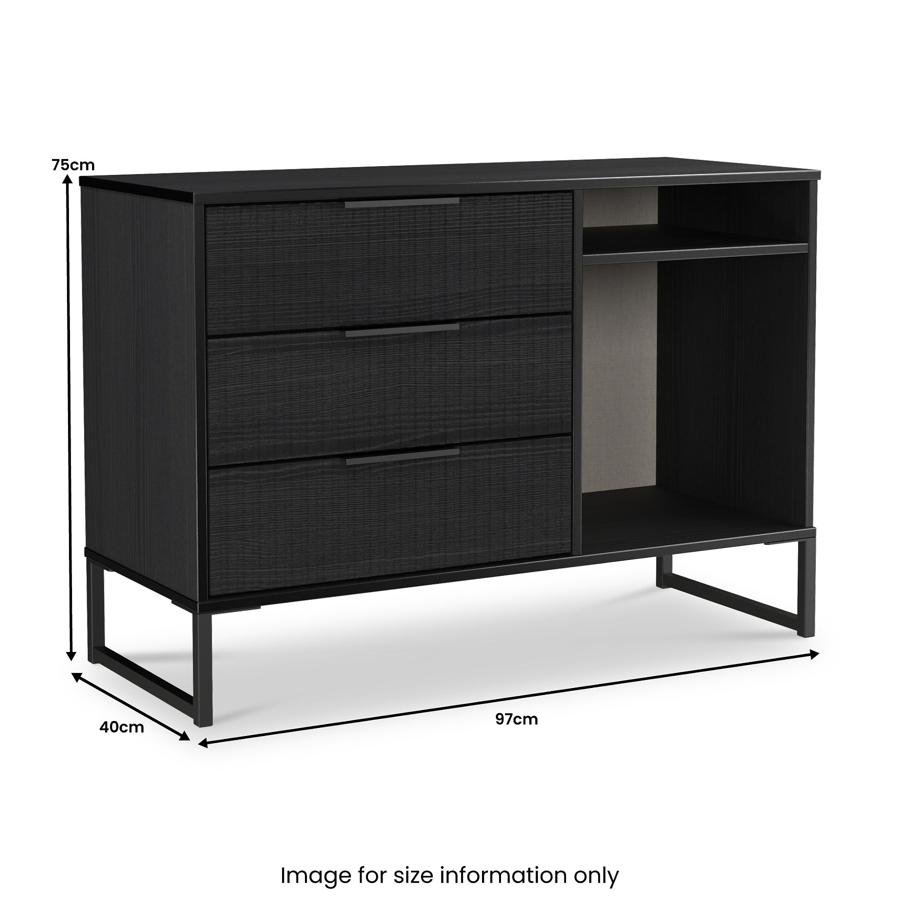 Callo Fluted 3 Drawer TV Unit Matt Black from Roseland Furniture