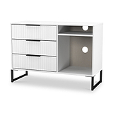 Callo Fluted 3 Drawer TV Unit Matt White from Roseland Furniture