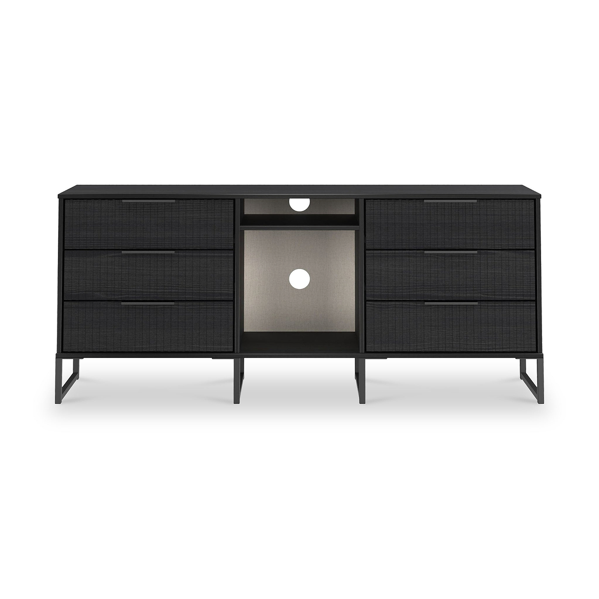 Callo Fluted 6 Drawer Sideboard Matt Black from Roseland Furniture