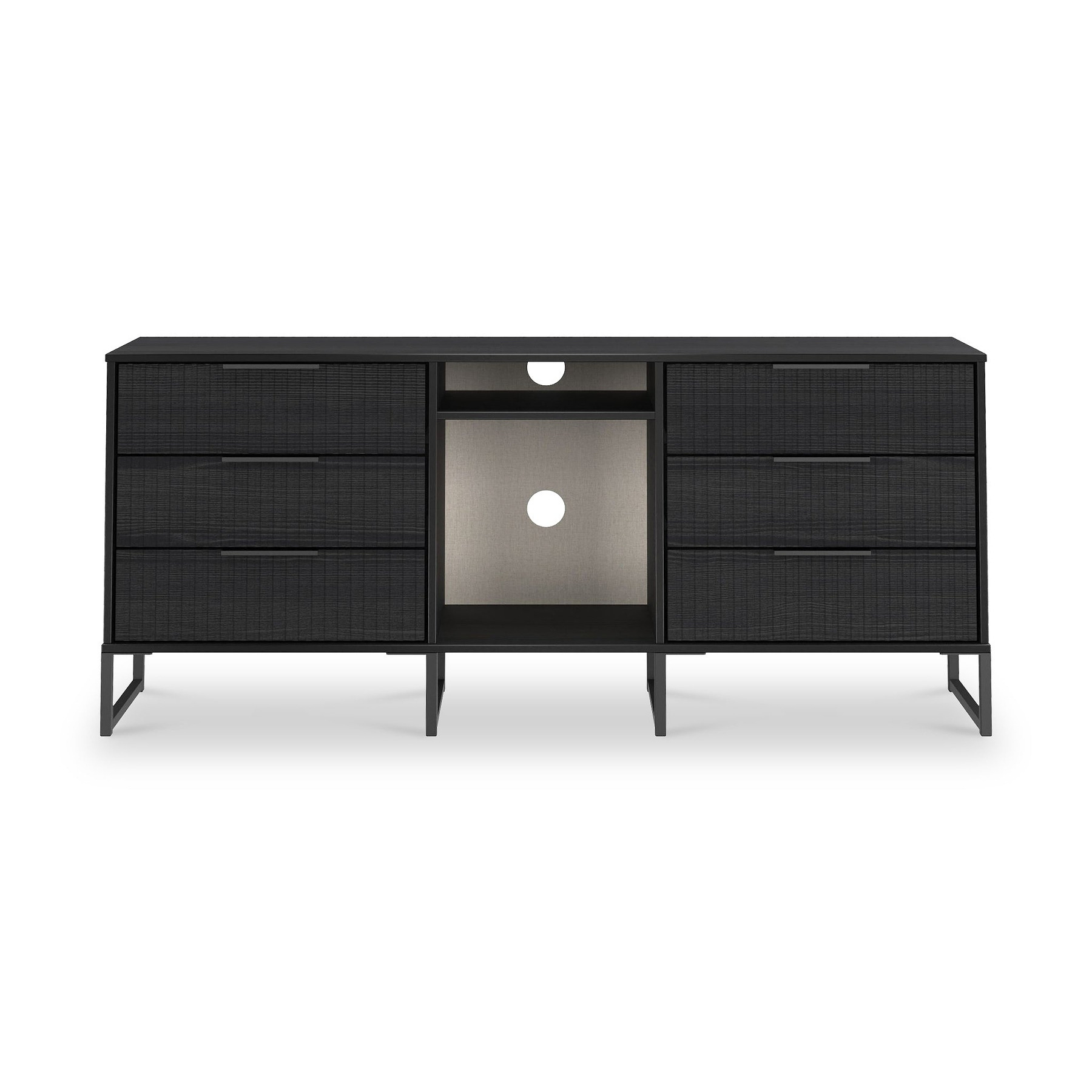 Callo Fluted 6 Drawer Sideboard Matt Black from Roseland Furniture