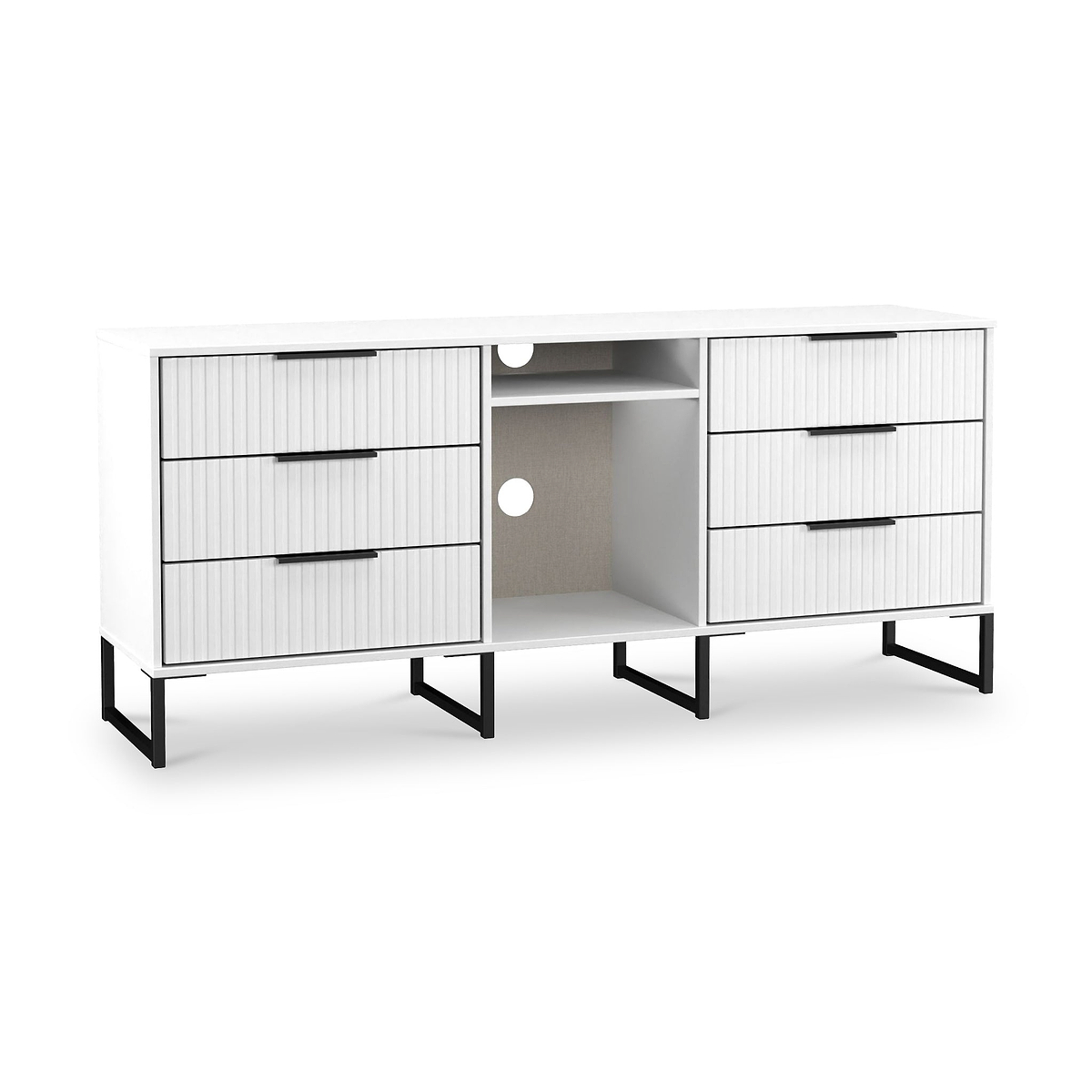 Callo Fluted 6 Drawer Sideboard Matt White from Roseland Furniture