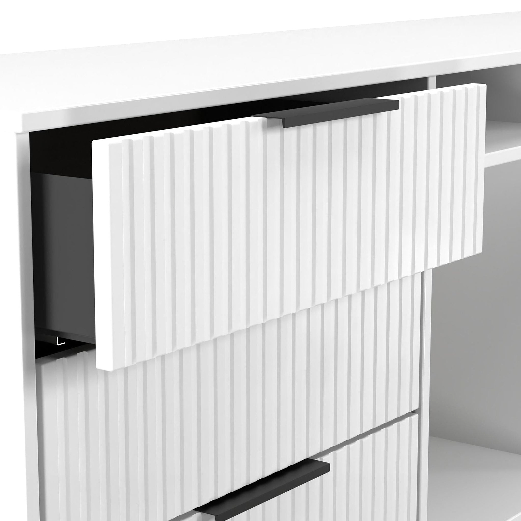 Callo Fluted 6 Drawer Sideboard Matt White from Roseland Furniture