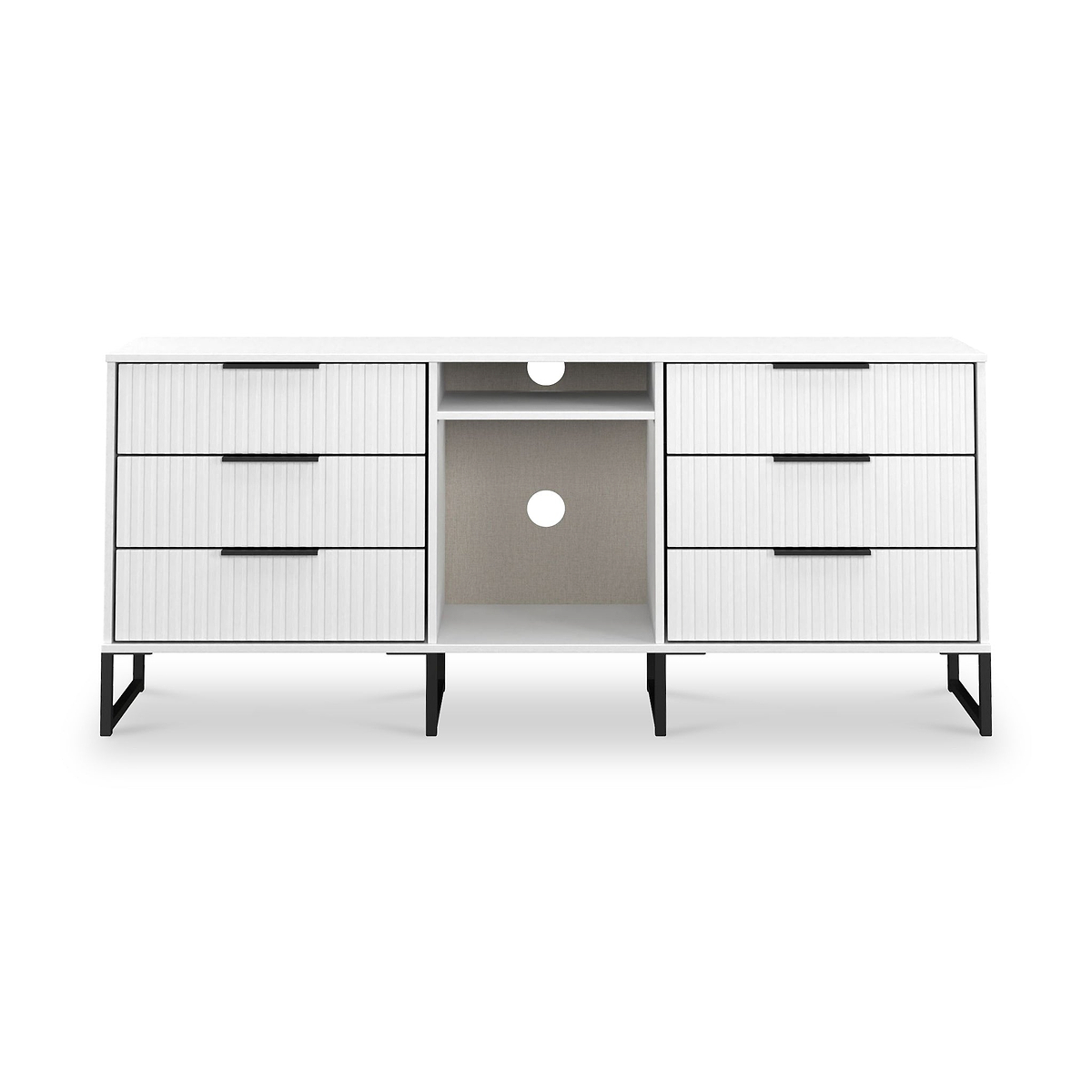 Callo Fluted 6 Drawer Sideboard Matt White from Roseland Furniture