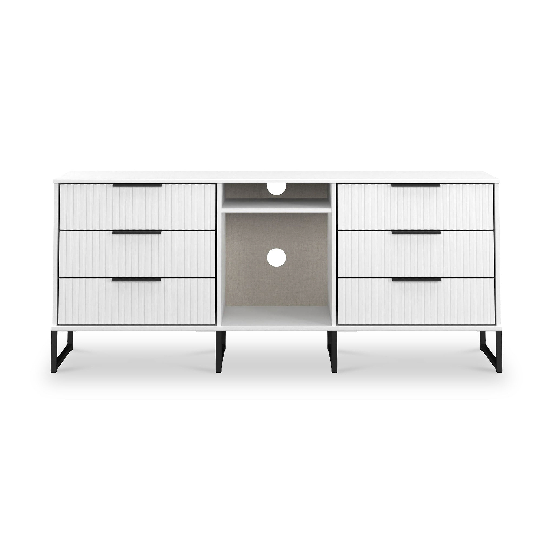 Callo Fluted 6 Drawer Sideboard Matt White from Roseland Furniture