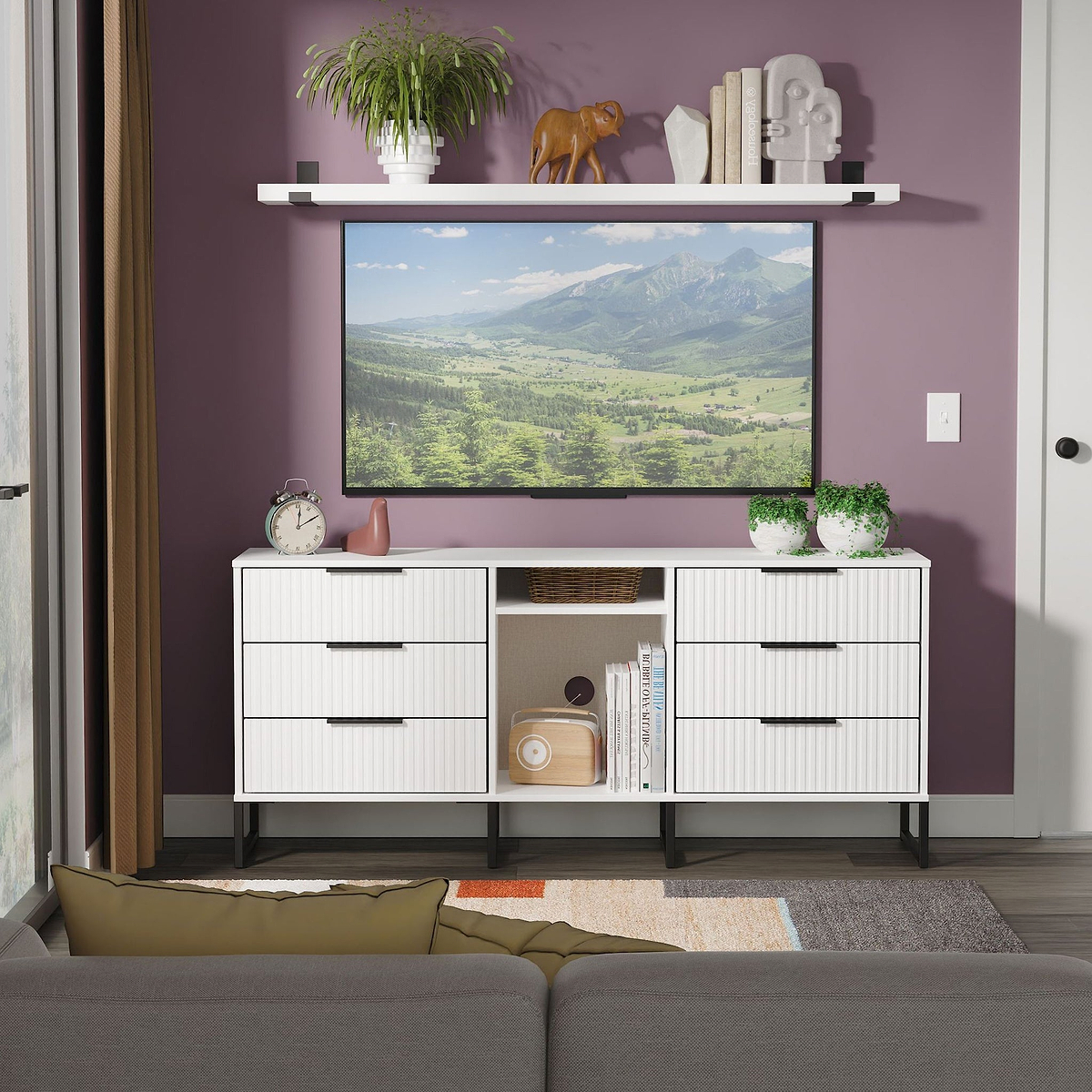Callo Fluted 6 Drawer Sideboard Matt White from Roseland Furniture