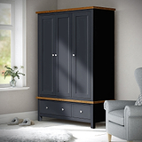 Farrow Charcoal Triple Wardrobe with Storage Drawers from Roseland Furniture