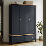 Farrow Charcoal Triple Wardrobe with Storage Drawers from Roseland Furniture