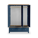 Farrow Navy Blue Triple Wardrobe with Storage Drawers