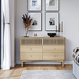 Finch Oval Slatted 6 Drawer Wide Chest from Roseland Furniture