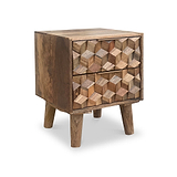 Enzo Geometric Mango Wood 2 Drawer Bedside from Roseland Furniture
