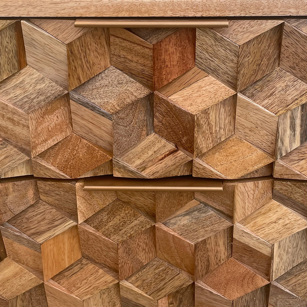 Enzo Geometric Mango Wood 2 Drawer Bedside