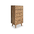 Enzo Geometric Mango Wood 5 Drawer Tallboy