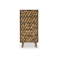 Enzo Geometric Mango Wood 5 Drawer Tallboy Chest