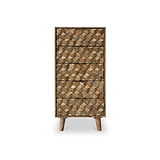 Enzo Geometric Mango Wood 5 Drawer Tallboy Chest