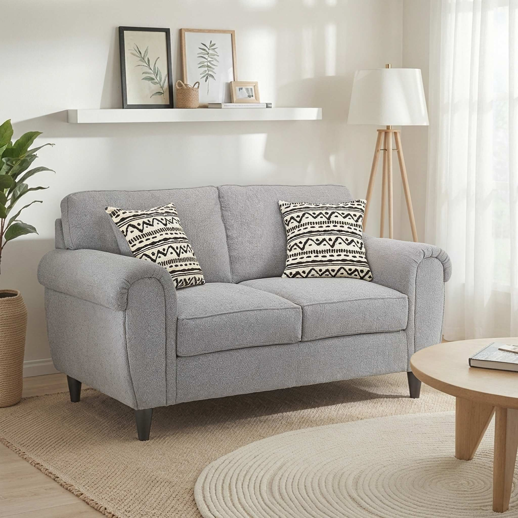 Jessie Grey Boucle 2 Seater Couch by Roseland Furniture