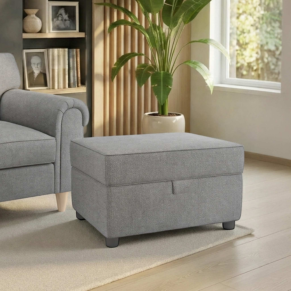 Harry Dark Grey Small Storage Footstool from Roseland Furniture
