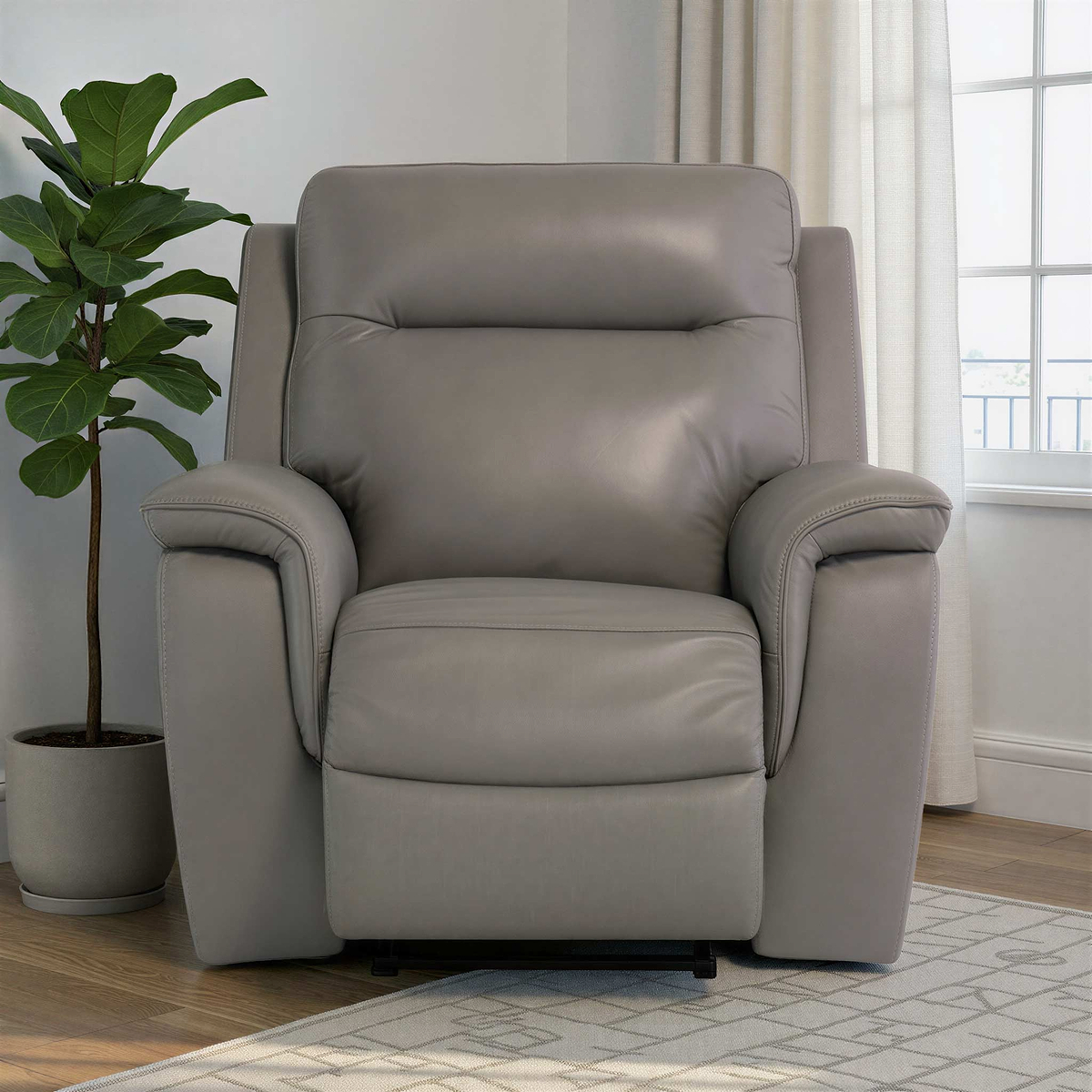 Walter Grey Leather Electric Reclining Armchair from Roseland Furniture