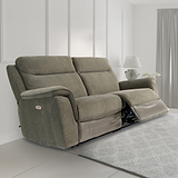 Weston Moss Green Fabric Electric Reclining 3 Seater Couch for living room