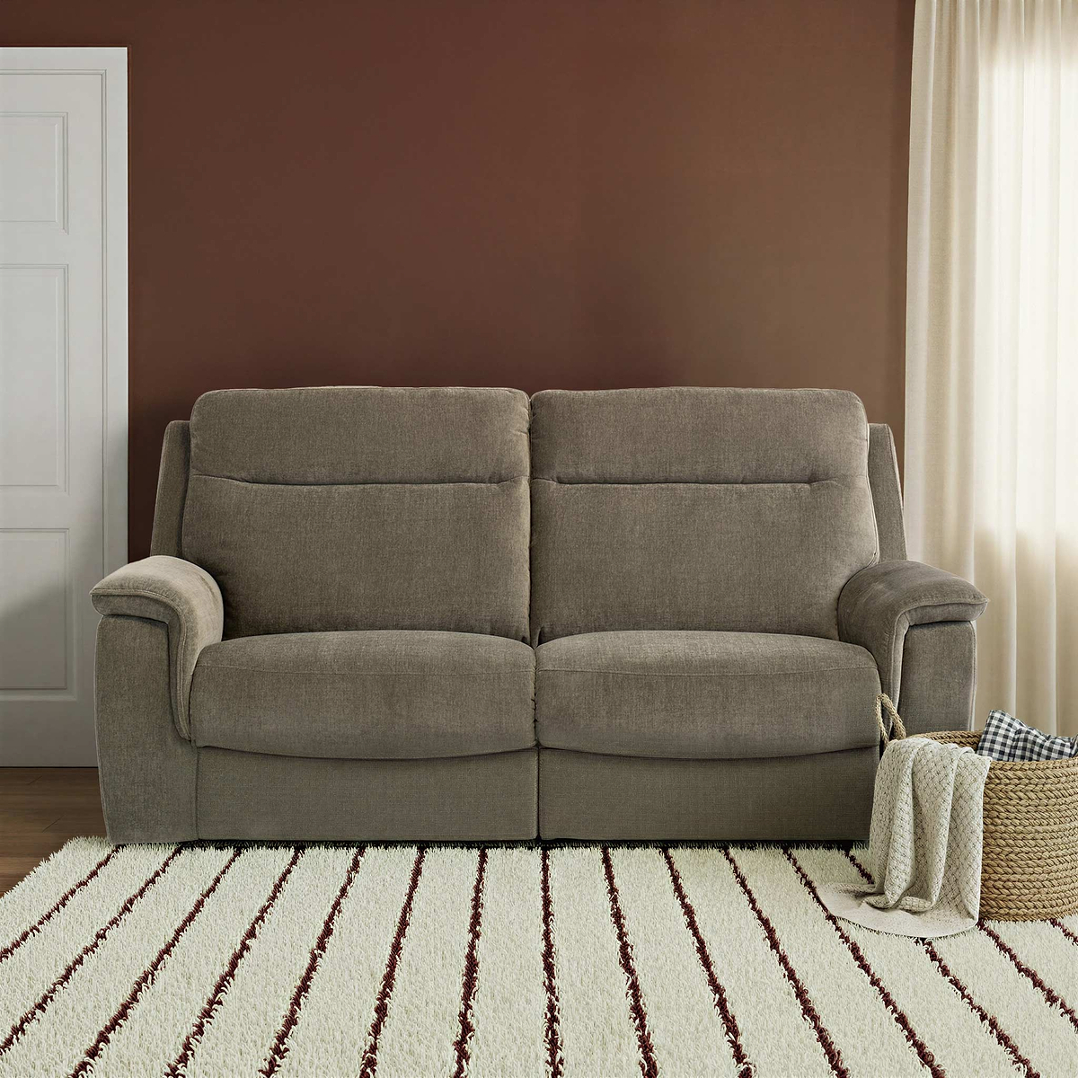 Weston Moss Green Fabric Electric Reclining 3 Seater Sofa from Roseland Furniture