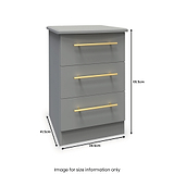 Bramham Grey 3 Drawer Bedside from Roseland