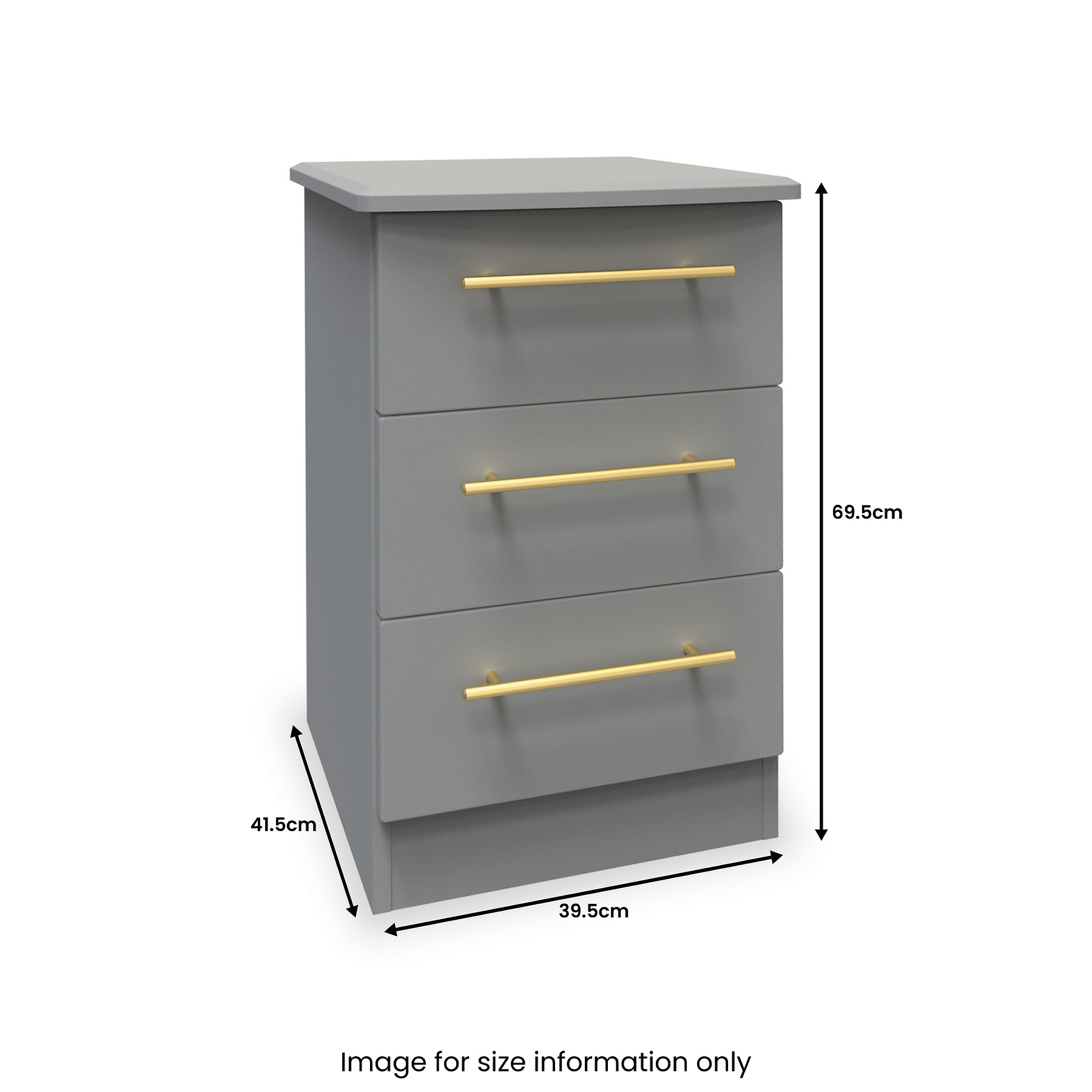Bramham Grey 3 Drawer Bedside from Roseland