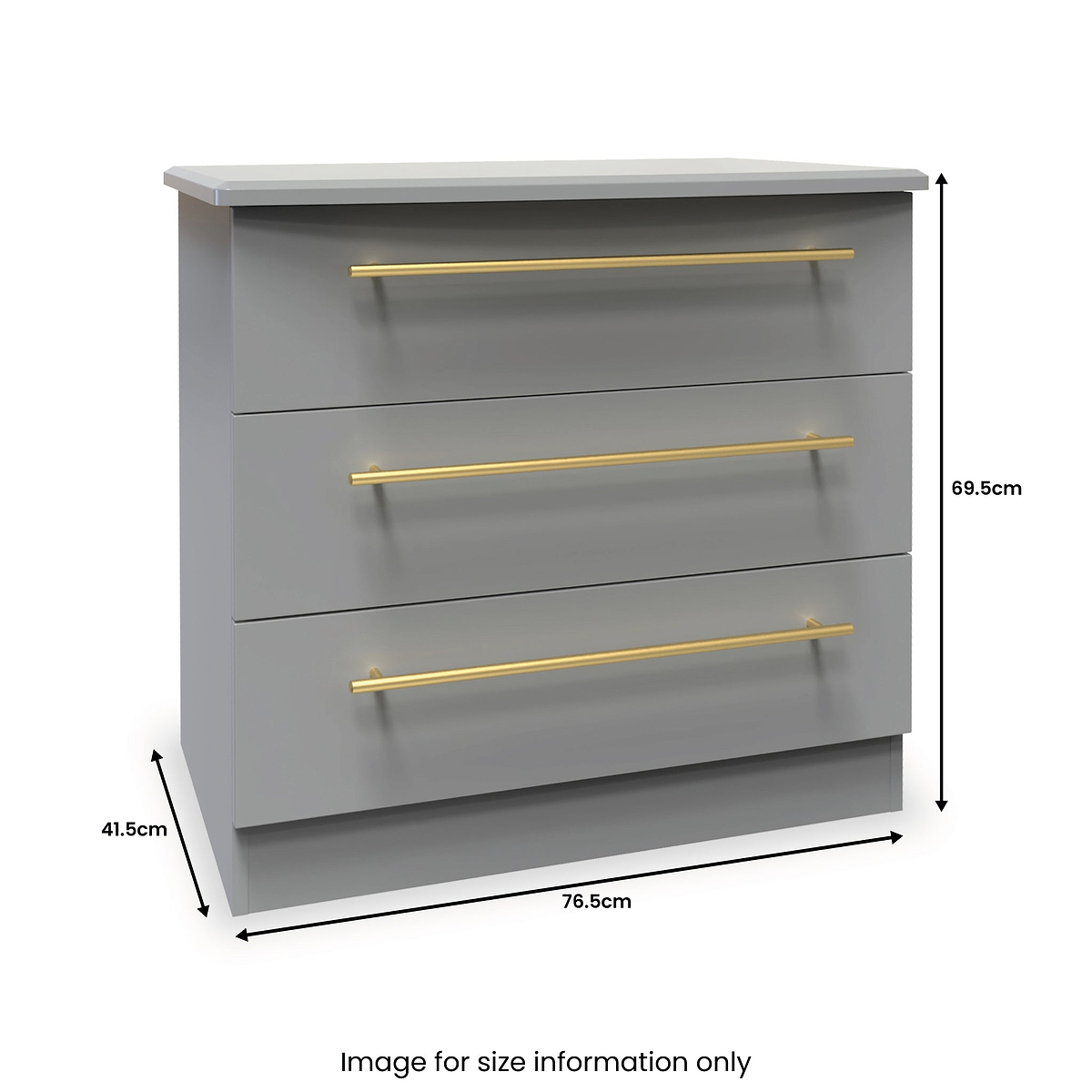Bramham Grey 3 Drawer Chest dimensions