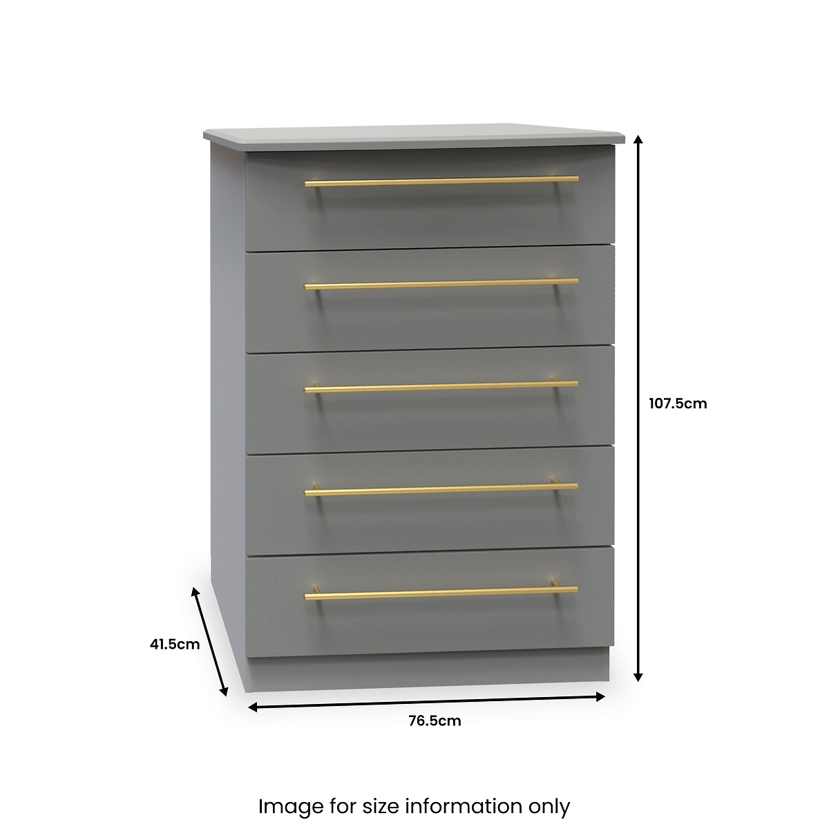 Bramham Grey 5 Drawer Chest dimensions