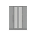 Bramham Grey Tall 4 Door 2 Mirror Wardrobe by Roseland Furniture