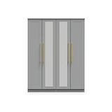 Bramham Grey Tall 4 Door 2 Mirror Wardrobe by Roseland Furniture