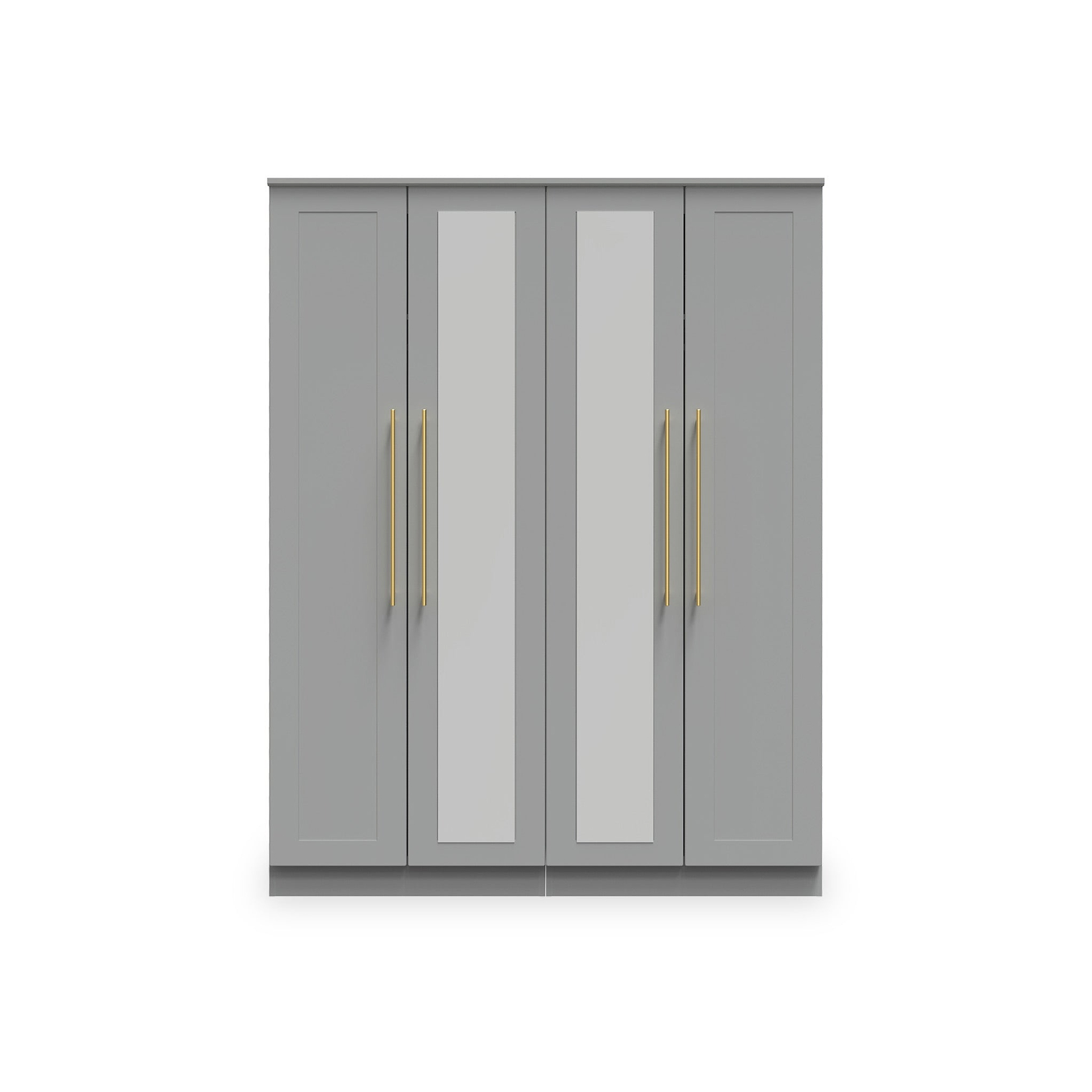 Bramham Grey Tall 4 Door 2 Mirror Wardrobe by Roseland Furniture