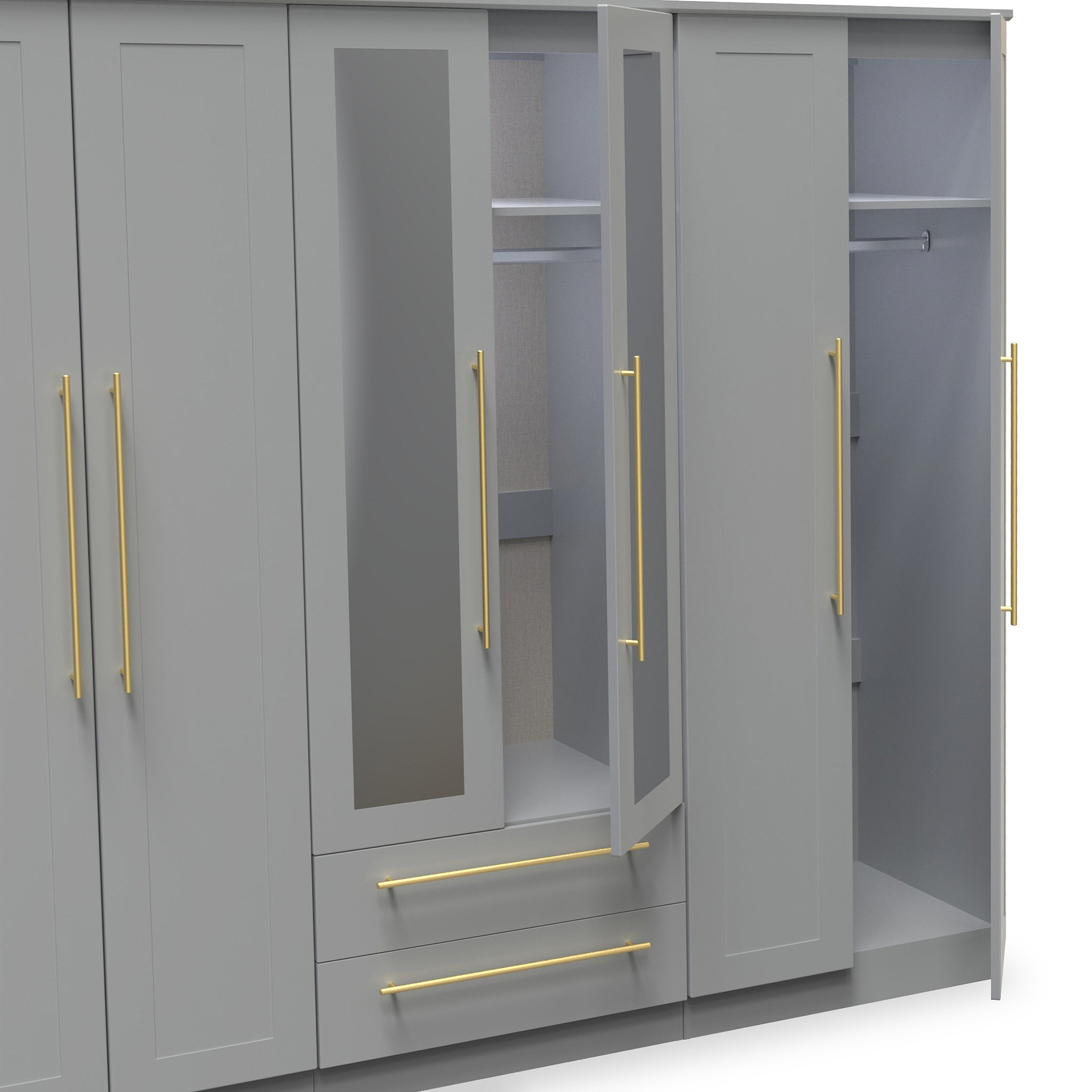 Bramham Grey Tall 6 Door 2 Mirror Wardrobe