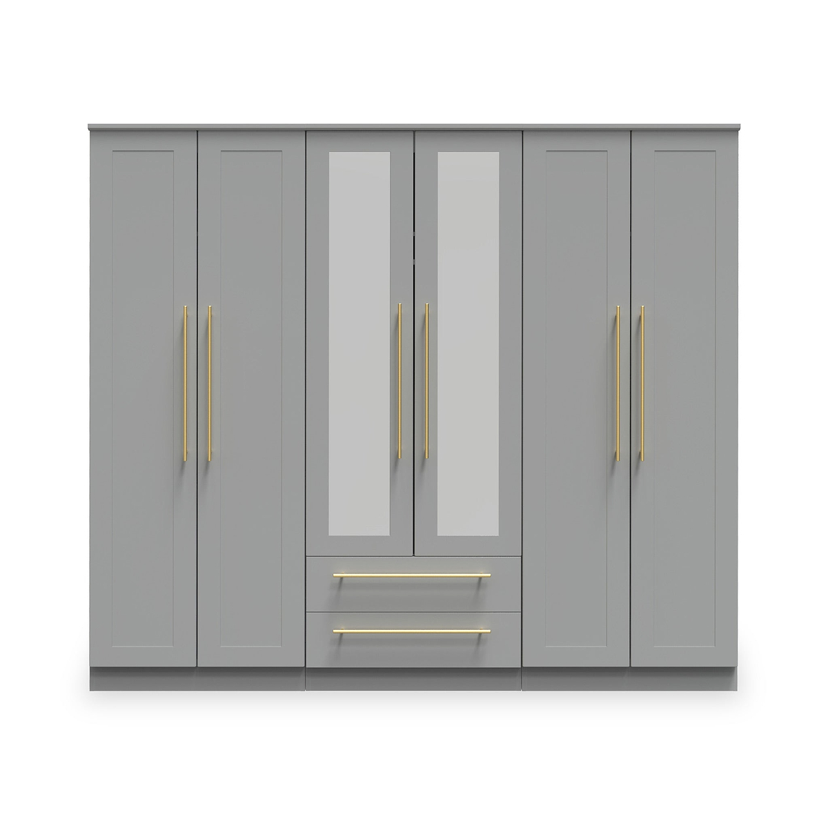 Bramham Grey Tall 6 Door 2 Mirror Wardrobe