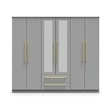 Bramham Grey Tall 6 Door 2 Mirror Wardrobe