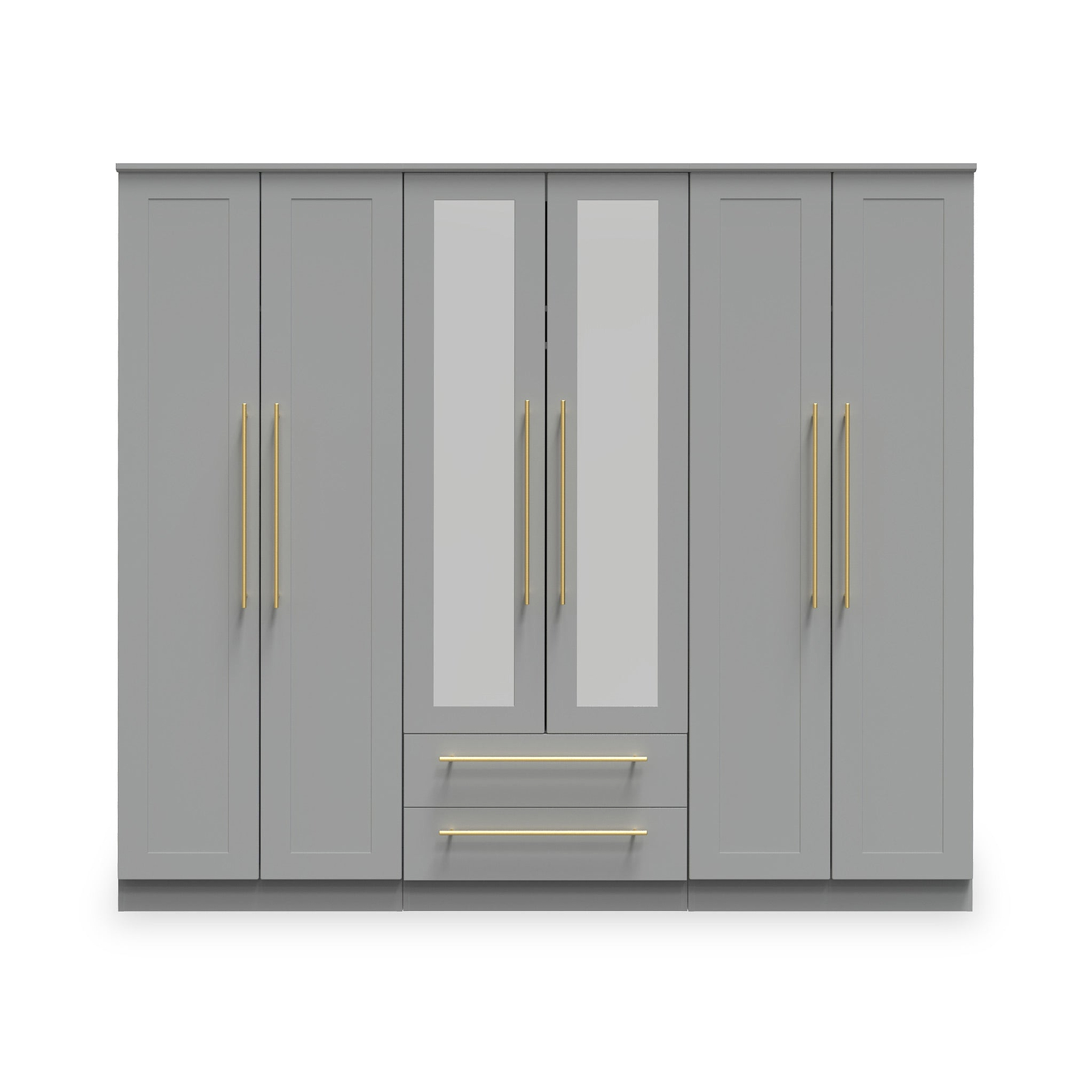Bramham Grey Tall 6 Door 2 Mirror Wardrobe
