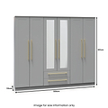 Bramham Grey Tall 6 Door 2 Mirror Wardrobe dimensions