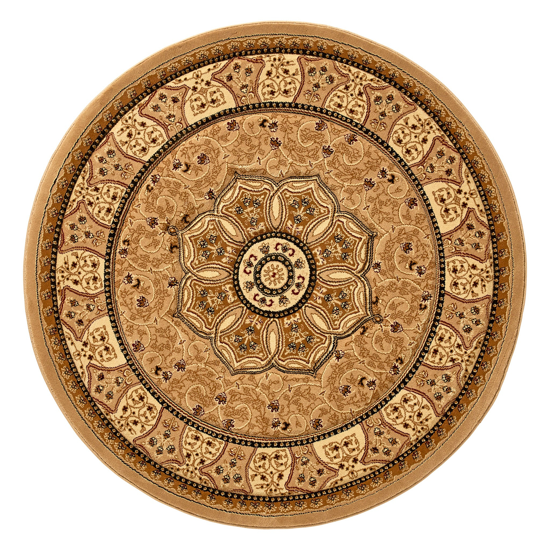 Holden Beige Oriental Stain Resistant Circular Rug from Roseland Furniture