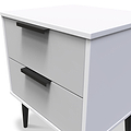Asher White and Grey 2 Drawer Bedside Table