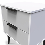 Asher White and Grey 2 Drawer Bedside Table