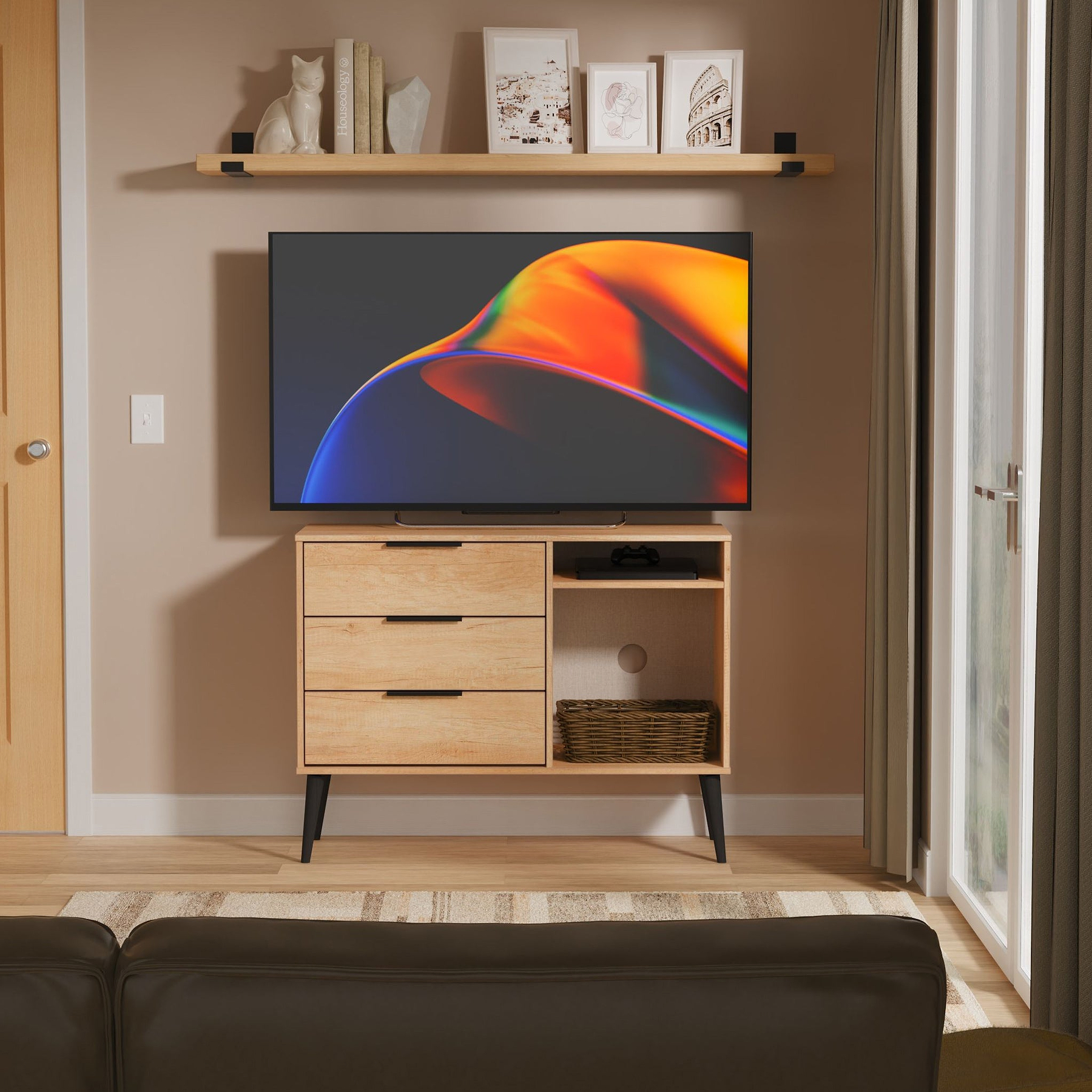 Asher Light Oak 3 Drawer TV Unit from Roseland Furniture