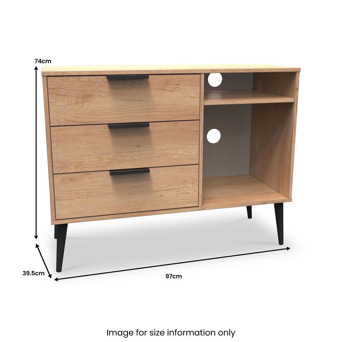 Asher Light Oak 3 Drawer TV Unit from Roseland Furniture