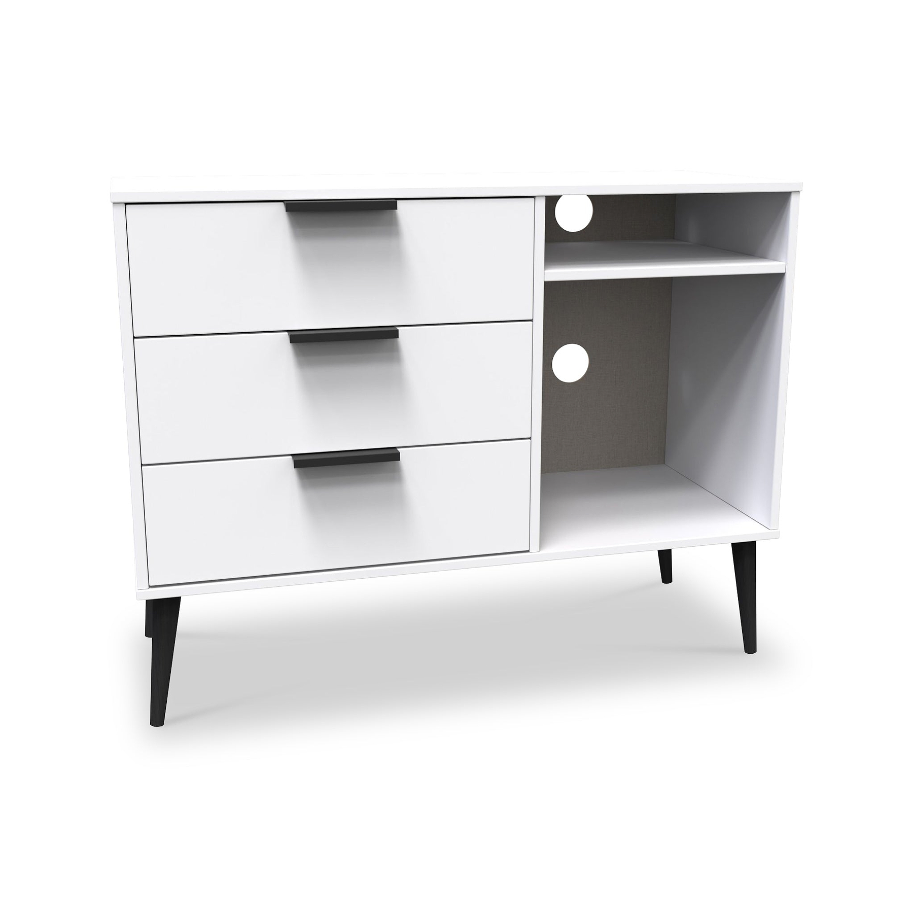 Asher White 3 Drawer TV Unit Cabinet from Roseland Furniture
