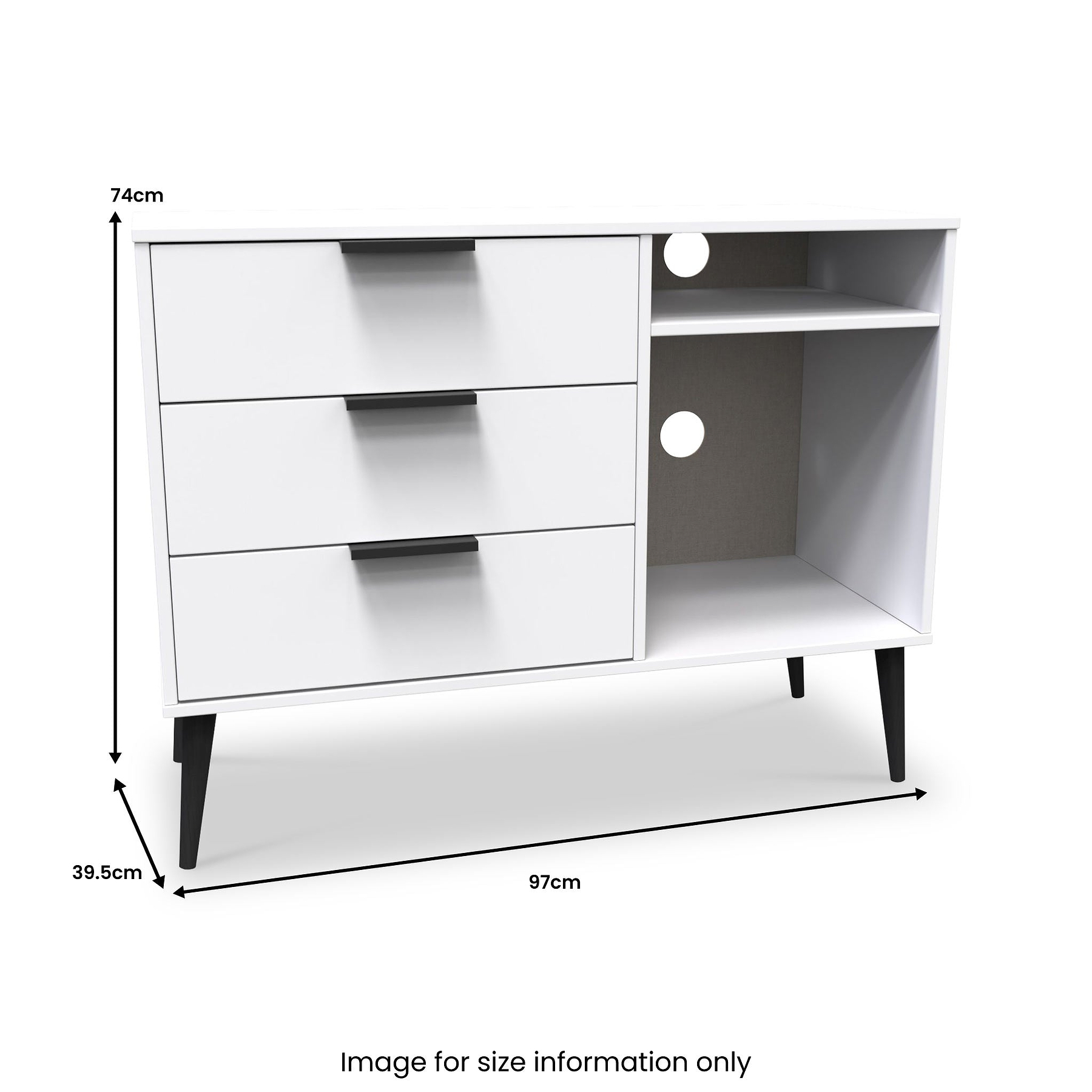 Asher White 3 Drawer TV Unit Cabinet from Roseland Furniture