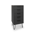 Moreno Graphite Grey 5 Drawer Tallboy Chest with Hairpin Legs from Roseland Furniture